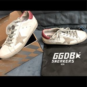 Golden Goose White/Red Glitter Sz 37
